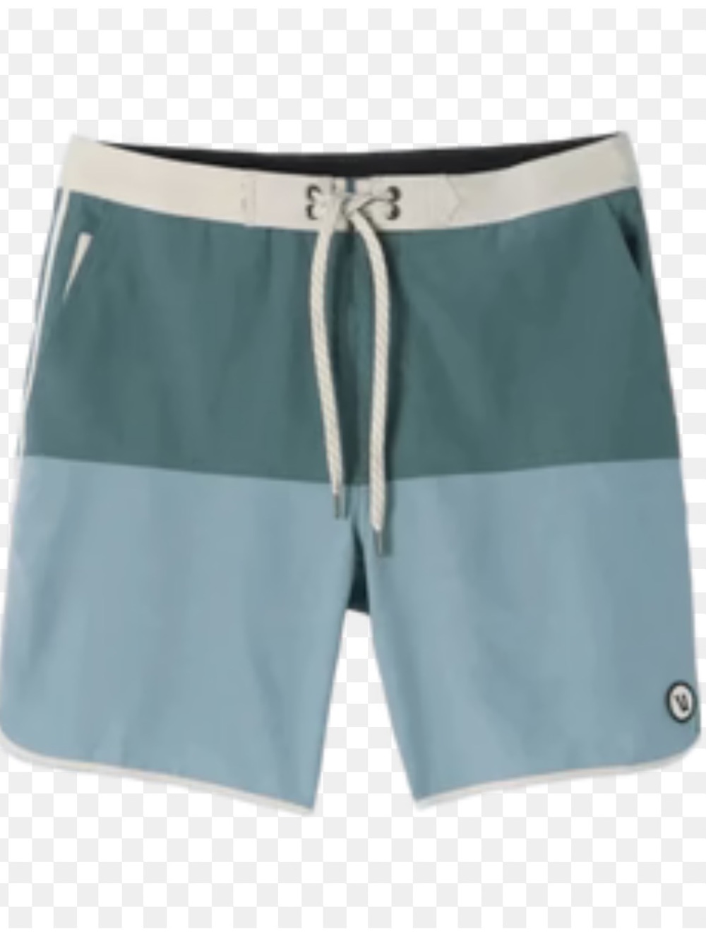Vuori Two-Tone Teal & Light Blue Swim Trunks 1
